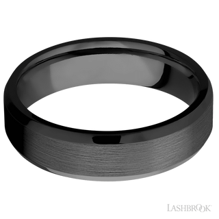 6 mm wide Beveled Zirconium band.