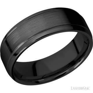 7 mm wide Stepped Bevel Zirconium band.