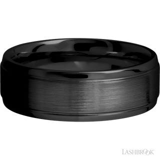 7 mm wide Stepped Bevel Zirconium band.
