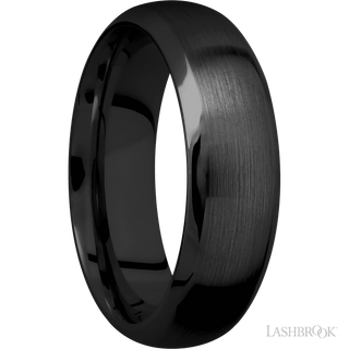 7 mm wide Domed Bevel Zirconium band.