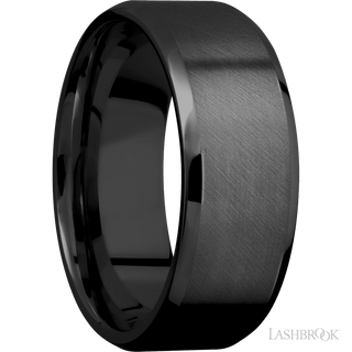 8 mm wide Beveled Zirconium band.