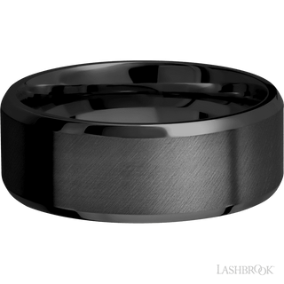 8 mm wide Beveled Zirconium band.
