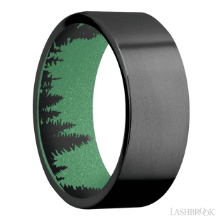 8 mm wide Flat Zirconium band featuring a Squatch sleeve.