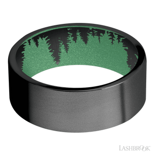 8 mm wide Flat Zirconium band featuring a Squatch sleeve.