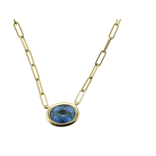 14KY 1.00SAPP OVAL PENDANT NECKLACE