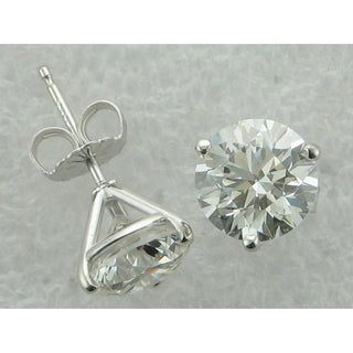 4.00CT 3-PRONG STUDS 14KW LAB EARRINGS