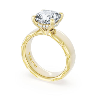 Cushion Solitaire Cigar Band Engagement Ring