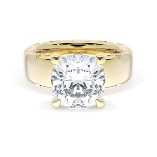 Cushion Solitaire Cigar Band Engagement Ring