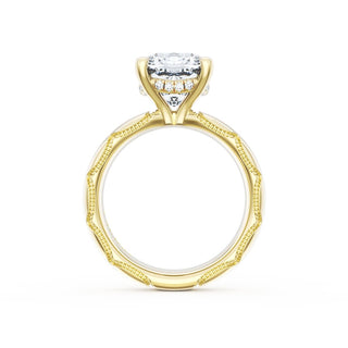 Cushion Solitaire Cigar Band Engagement Ring