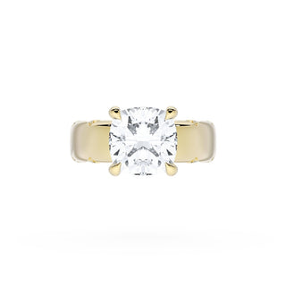 Cushion Solitaire Cigar Band Engagement Ring