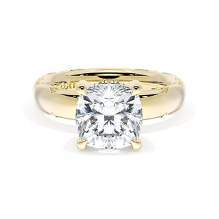 Cushion Solitaire Cigar Band Engagement Ring