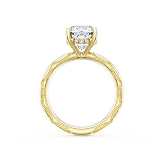 Cushion Solitaire Cigar Band Engagement Ring