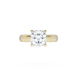 Cushion Solitaire Cigar Band Engagement Ring