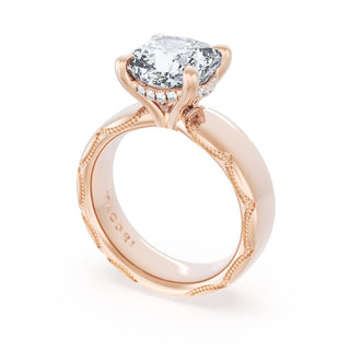 Cushion Solitaire Cigar Band Engagement Ring