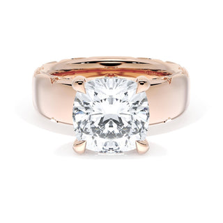 Cushion Solitaire Cigar Band Engagement Ring