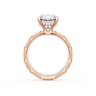 Cushion Solitaire Cigar Band Engagement Ring