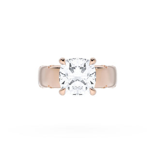 Cushion Solitaire Cigar Band Engagement Ring