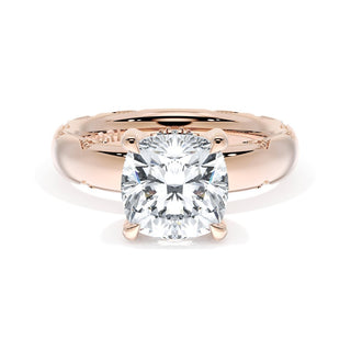 Cushion Solitaire Cigar Band Engagement Ring