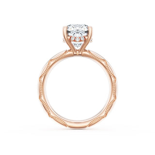 Cushion Solitaire Cigar Band Engagement Ring