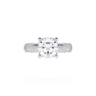 Cushion Solitaire Cigar Band Engagement Ring