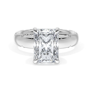 Radiant Solitaire Cigar Band Engagement Ring