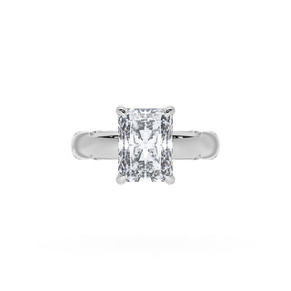 Radiant Solitaire Cigar Band Engagement Ring