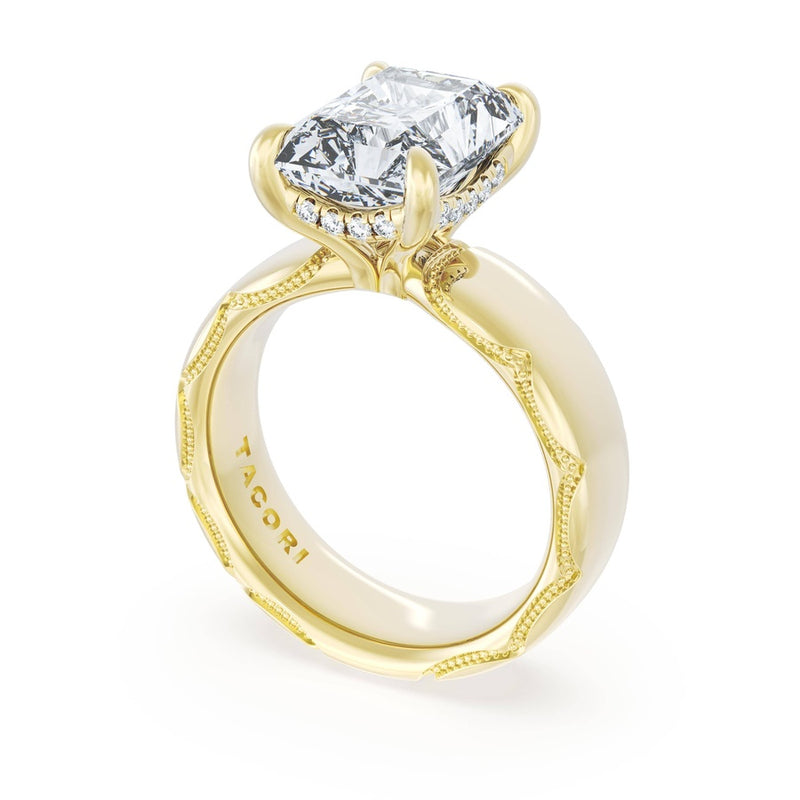 Radiant Solitaire Cigar Band Engagement Ring