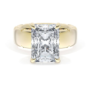 Radiant Solitaire Cigar Band Engagement Ring