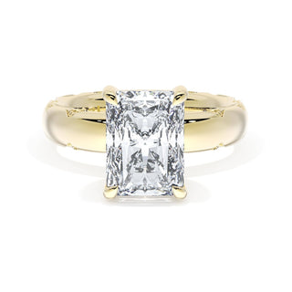 Radiant Solitaire Cigar Band Engagement Ring