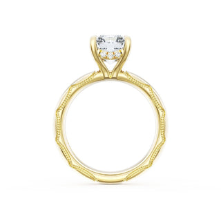 Radiant Solitaire Cigar Band Engagement Ring
