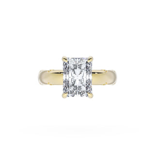 Radiant Solitaire Cigar Band Engagement Ring