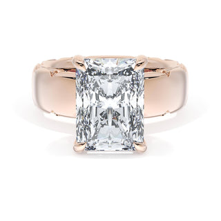Radiant Solitaire Cigar Band Engagement Ring
