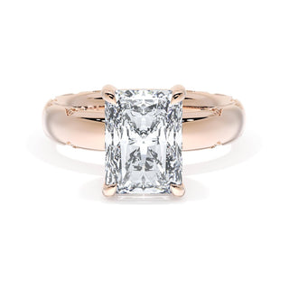 Radiant Solitaire Cigar Band Engagement Ring