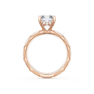 Radiant Solitaire Cigar Band Engagement Ring