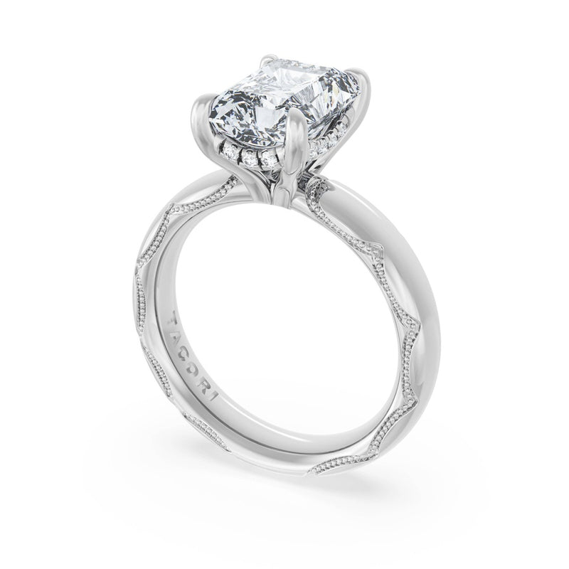 Radiant Solitaire Cigar Band Engagement Ring