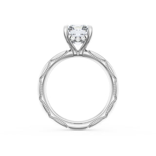 Radiant Solitaire Cigar Band Engagement Ring