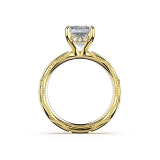 Emerald Solitaire Cigar Band Engagement Ring