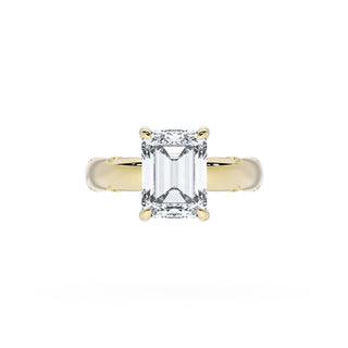 Emerald Solitaire Cigar Band Engagement Ring
