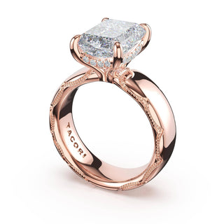 Emerald Solitaire Cigar Band Engagement Ring