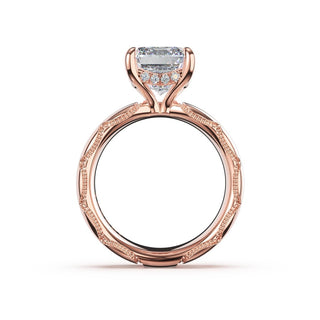 Emerald Solitaire Cigar Band Engagement Ring