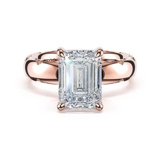 Emerald Solitaire Cigar Band Engagement Ring