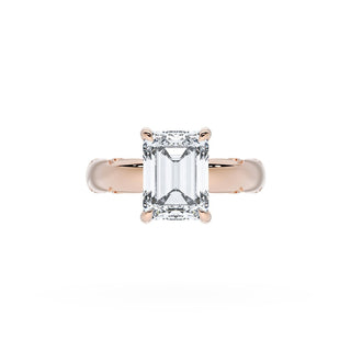 Emerald Solitaire Cigar Band Engagement Ring