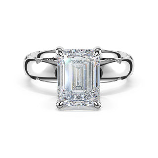 Emerald Solitaire Cigar Band Engagement Ring