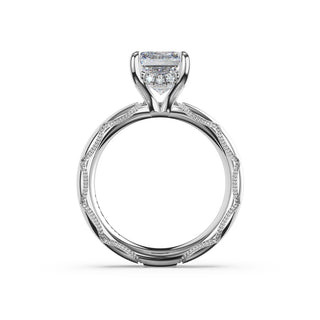 Emerald Solitaire Cigar Band Engagement Ring