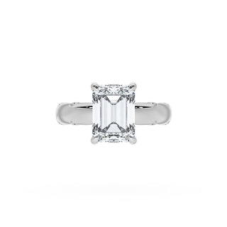 Emerald Solitaire Cigar Band Engagement Ring