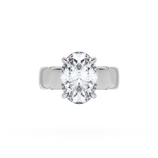 Oval Solitaire Cigar Band Engagement Ring