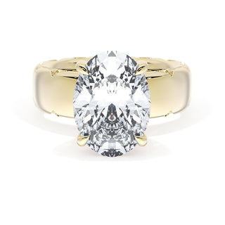 Oval Solitaire Cigar Band Engagement Ring
