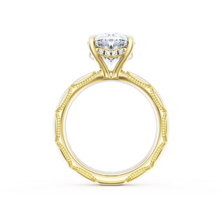 Oval Solitaire Cigar Band Engagement Ring