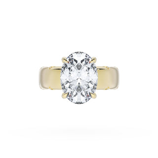 Oval Solitaire Cigar Band Engagement Ring