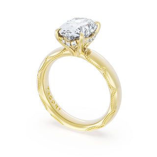Oval Solitaire Cigar Band Engagement Ring